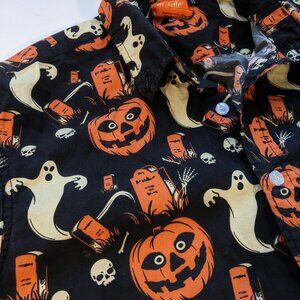 Beistle Creepy Co Shirt Halloween Ghost Pumpkin Tombstone Skull rare Mens XS